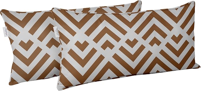 Indoor/Outdoor Polyester Fabric Lumbar Pillow Cover, All-Weather Waterproof Rectangular Cushion Case for Patio Furniture, 12 x 20 Set of 2 - Abstracts-68