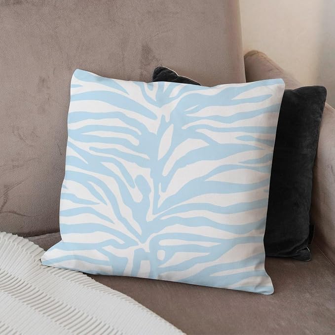 Blue Tiger Print Pillow Cover Animal Tiger Print Throw Pillow Cover Farmhouse Outdoor Waterproof Decorative Pillow Cover for Patio Couch Bench 16x16 in