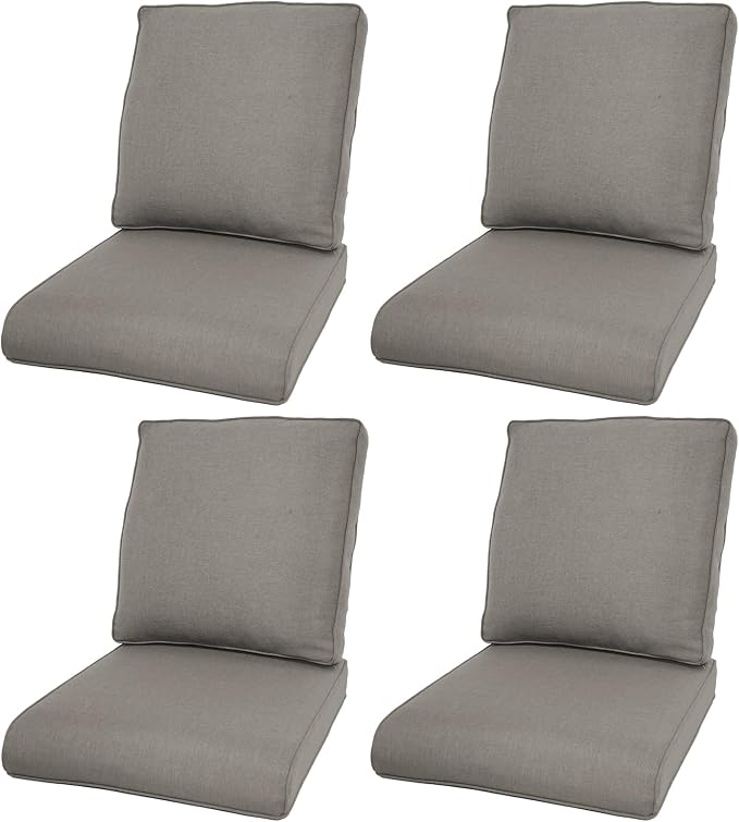 Luxury 22*24*4in Outdoor Patio Cushions, 4 Pieces Grey Outdoor Cushion | Water-Resistant, Reversible, Removable Cover, Stain-Resistant, for Patio Chairs Sofa Couch Loveseat