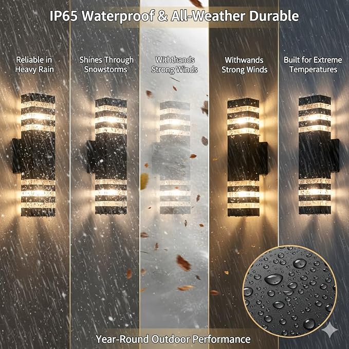 2Pack 15inch Outdoor LED Wall Lights,18W Outdoor Up&Down Wall Light Aluminum Body 4000K Day White Waterproof IP65 Outside Wall Lights 1800LM Outdoor Wall Mount Lights for Wall porch Garage Garden