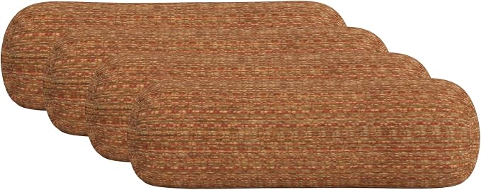 RSH DECOR: Sunbrella Neck Roll Pillows Set of 4 | 20” x 6” | Outdoor Bolster for Patio, Deck, Porch, or Poolside Furniture | Water & Fade-Resistant | Made in USA (Simone Sinnabar)