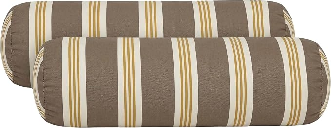 RSH DECOR: Outdura Neck Roll Pillows Set of 2 | 24” x 8” | Outdoor Bolster for Patio, Deck, Porch, or Poolside Chairs | Fade & Water-Resistant | Made in USA (Tory Alloy)