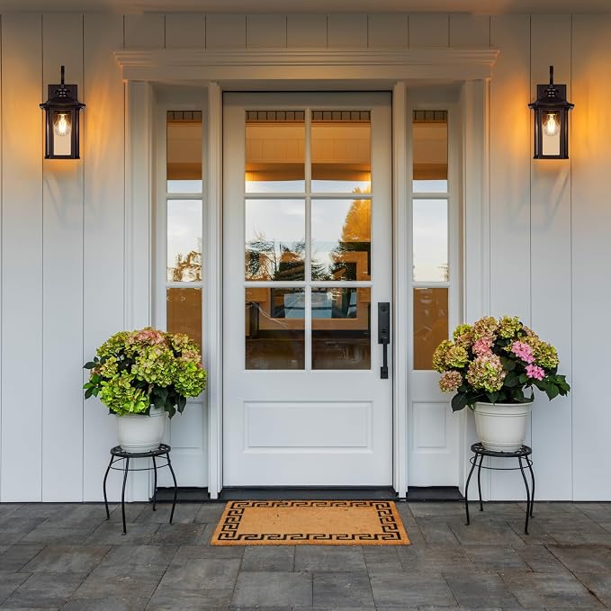 Dusk to Dawn Outdoor Wall Light Fixtures,19'' Outdoor Porch Sconces Lighting , Waterproof Wall Lanterns with E26 Sockets & Glass, Modern Oil Rubbed Bronze Outside Lights for Front Door Entryway Garage