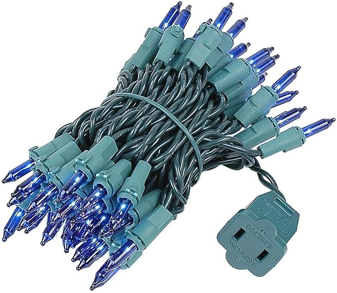 Novelty Lights 11 Feet 50 Bulbs Blue Christmas Incandescent Mini Lights
