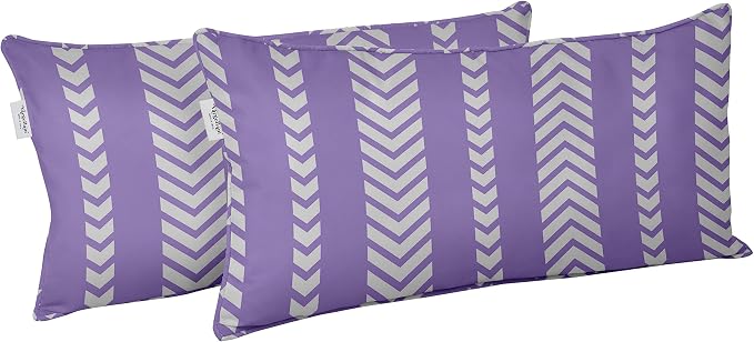 Indoor/Outdoor Polyester Fabric Lumbar Pillow Cover, All-Weather Waterproof Rectangular Cushion Case for Patio Furniture, 16 x 24 Set of 2 - Striped-48