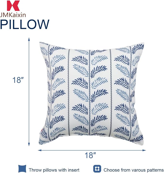 Outdoor Pillows 18"x18" Waterproof Decorative Pillows with Inserts | Set of 2 Fade Resistant Patio Throw Pillows for Garden Porch Couch and Patio Furniture