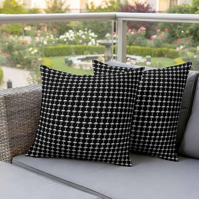 Palm Trees Outdoor Pillow Covers 26"x26" Set of 2, Summer Vintage Nautical Coastal Beach Ocean Black Tree Waterproof Throw Pillow Covers for Patio Furniture, Decorative Cushion Covers for Porch