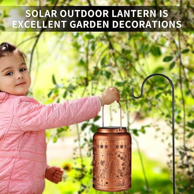 Solar Lanterns Outdoor Waterproof Garden Decor Gifts for Women(Cat) | Metal Hanging Solar Lights Birthday Gifts for Grandma Mom Solar Decoration Outside for Yard, Patio, Backyard, Porch
