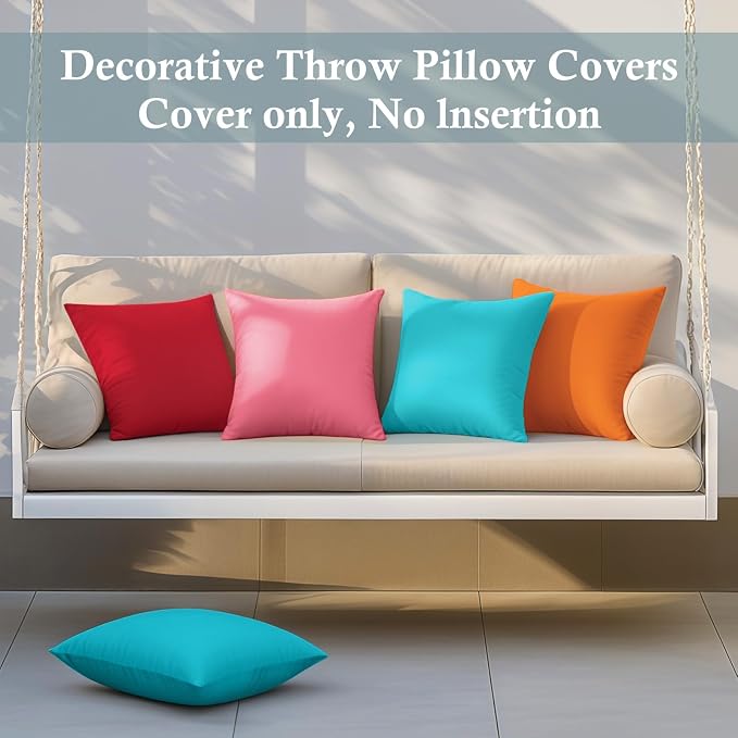 fauson Outdoor Pillows 18x18 Set of 4 Outdoor Pillows Waterproof Square Pillow Covers Cushion Cases for Patio, Couch, Tent and Sofa