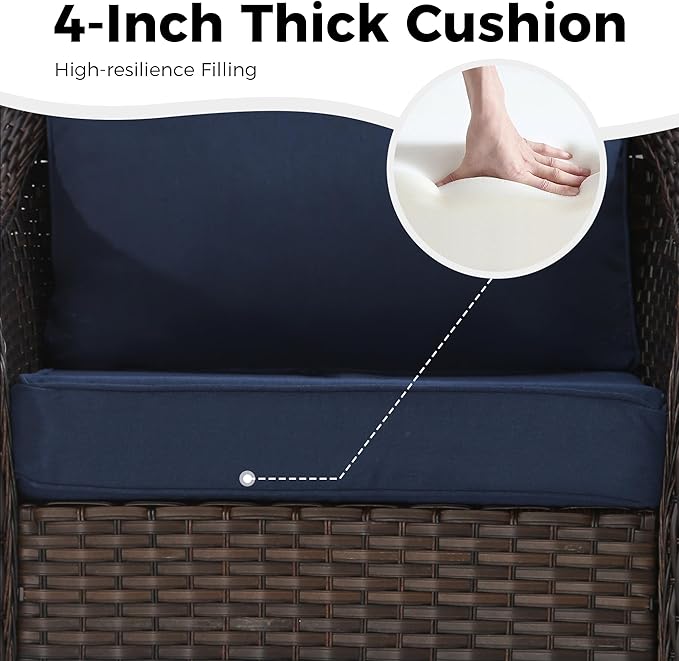 77 inch Outdoor Wicker 3 Seater Sofa, All-Weather Use Patio Rattan Sofa with Seat and Back Cushion, Ideal for Porch, Backyard, Balcony, Poolside, Beige