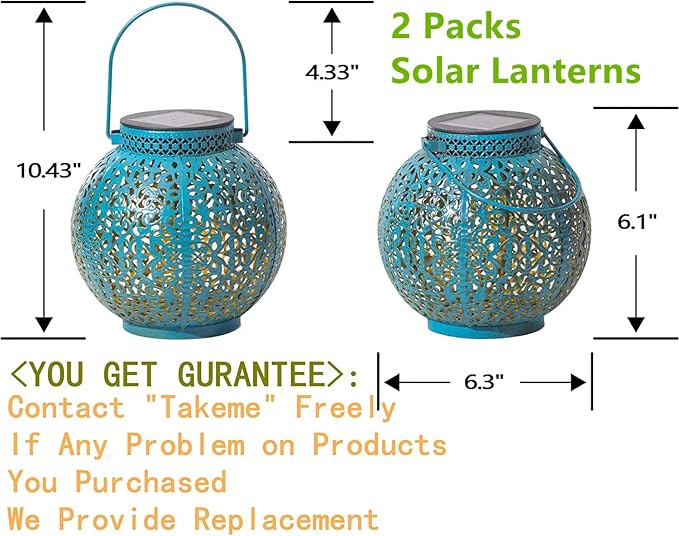 2 Packs Solar Lanterns Outdoor Lights Waterproof Garden Lanterns for Patio,Outside Mothers Day Gifts Mom Wife Grandma Birthday Gifts [Set of 2]