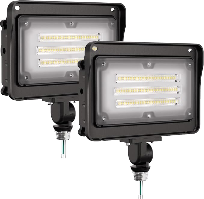 CINOTON 50W 7000LM LED Flood Lights Outdoor, 5000K, ETL Listed, 2 Pack | IP65 Waterproof Exterior Security Wall Pack with 180°Knuckle, 100-277V Outside Aluminum Fixture for Garage Garden Landscape