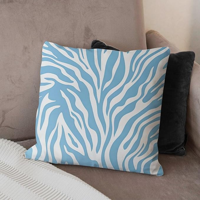 Cushion Cases Blue Tiger Print Cushion Cover Classic Animal Tiger Print Pillow Cover Accent Farmhouse Decor Pillow for Couch Sofa Bedroom Car 24x24 in