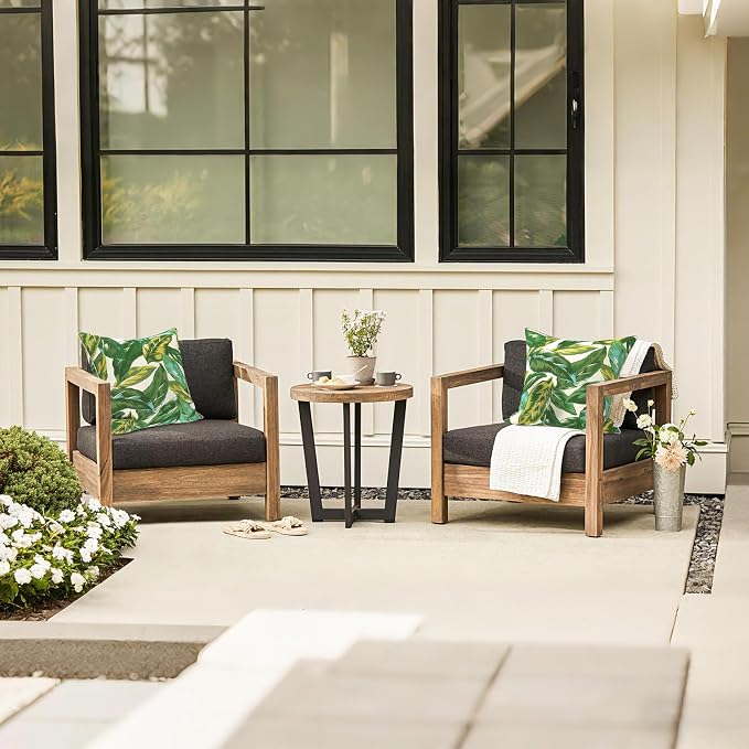 LVTXIII Outdoor Throw Pillows 18x18 Patio Waterproof Square Pillows with Piping Fade Resistant Accent Pillow for Spring Summer Garden Decoration, Set of 2, Lush Leaf Jungle