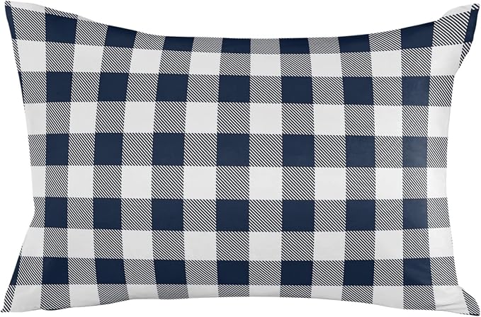 Outdoor Waterproof Throw Pillow Covers Set of 2 Buffalo Plaid Dark Blue Check Lumbar Pillowcases 20x12 Inches Farmhouse Style Patio Decorative Pillows Cushion Case Patio Pillows for Couch Bed Garden