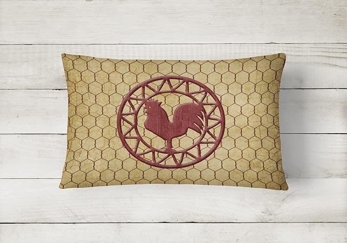 Caroline's Treasures SB3085PW1216 Rooster Chicken Coop Canvas Fabric Decorative Pillow 100% Machine Washable Pillow, Indoor or Outdoor Decorative Throw Pillow for Couch, Bed or Patio