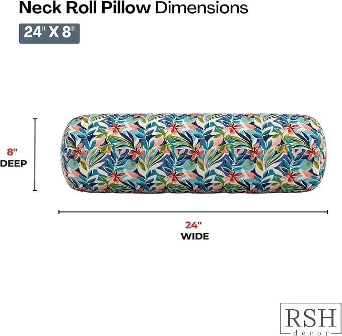 RSH DECOR: Neck Roll Jumbo Bolster Pillows Set of 4 | 24” x 8" | All-Weather Spun Fabric | Water and Fade-Resistant | Outdoor Support Pillows for Patio Furniture | Made in USA (SOMAP Multi)