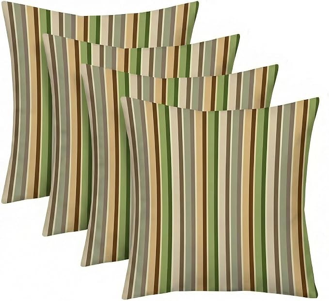 RSH DECOR: Sunbrella Square Throw Pillows Set of 4 | 24" x 24" | Water and Fade-Resistant Performance Fabric | Outdoor Pillow Covers with Down-Alternative Inserts | Made in USA (Samuel Meadows)