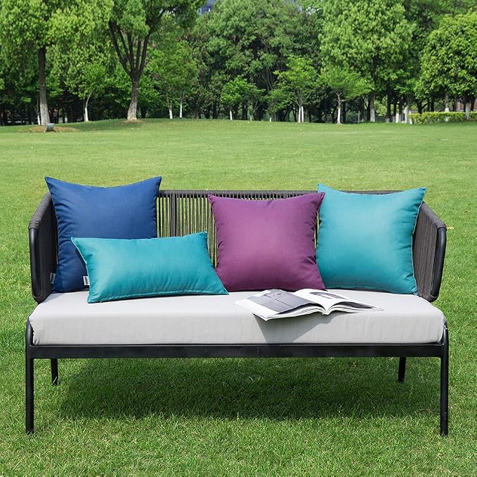 MIULEE Pack of 2 Decorative Outdoor Waterproof 24x24 Pillow Covers Navy Blue Bundle 18x18 Pillow Inserts Set of 2 Square Decorative Throw Pillows
