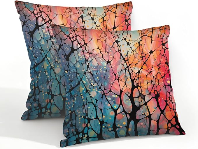20x20 Inch Outdoor Pillow Covers Set of 2 Waterproof Throw Pillow Covers Decorative Couch Cushion Covers Abstract Colored Glass Square Pillowcases Protectors for Patio Garden Sofa