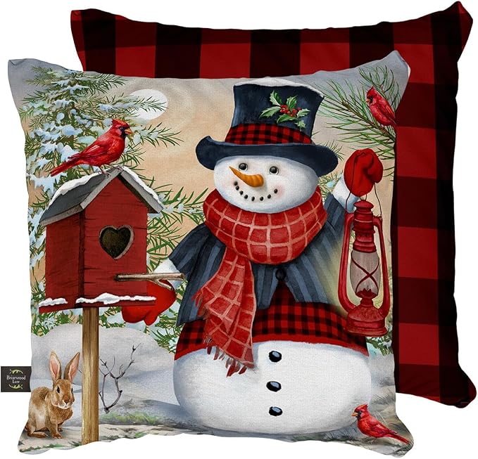 Briarwood Lane Winter Indoor/Outdoor Pillow 17x17 Snowman and Friends for Winter Pillow