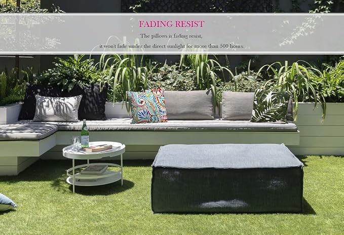 Outdoor Waterproof Decorative Throw Pillow Cover for Patio Furniture, 18x18 Inch Fade Resistant Patio Garden Cushion Cover for Couch Bed Sofa, Paisley Multi