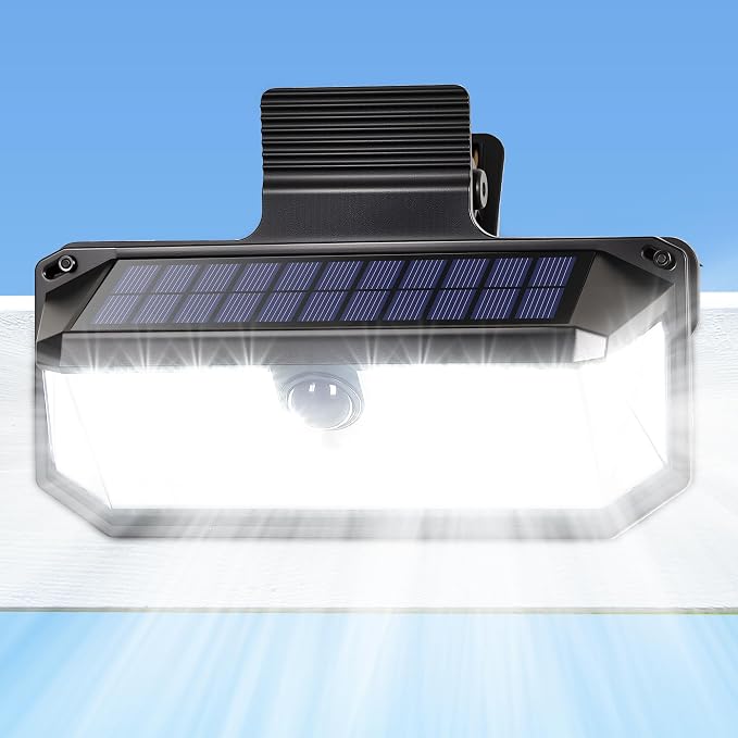 LUHLEE 416 LEDs Clip On Solar Lights Outdoor, 1500LM & 300° Angle Bright Motion Sensor Outdoor Lights with 3 Lighting Modes, IP65 Waterproof Flood Solar Light for Fence, Patio, Backyard (NEW 1PACK)