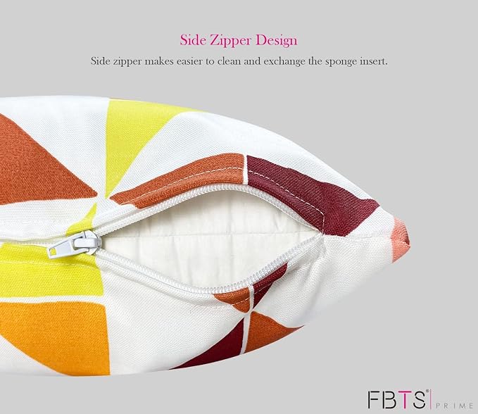 Outdoor Waterproof Decorative Throw Pillow Cover for Patio Furniture, 18x18 Inch Fade Resistant Patio Garden Cushion Cover for Couch Bed Sofa, Triangular Multi