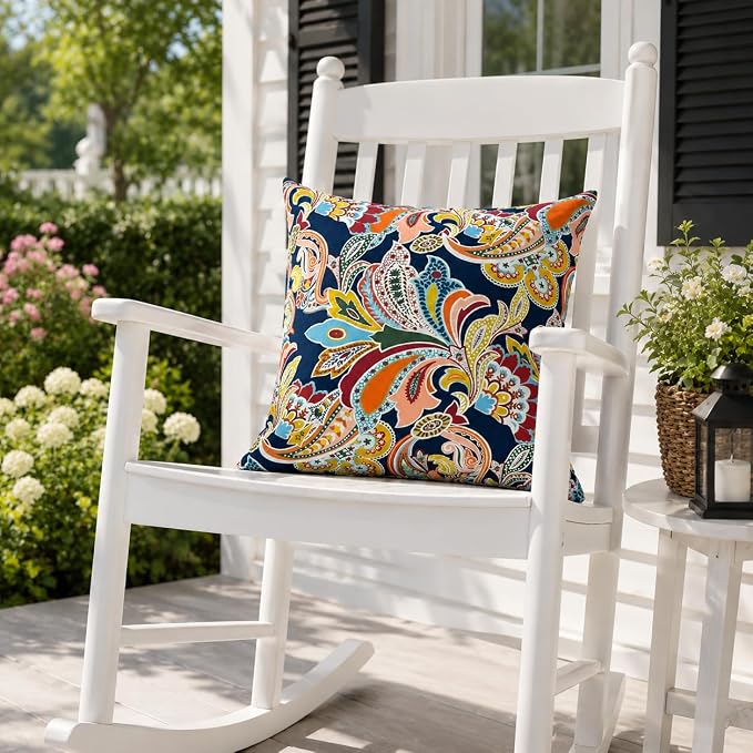 Outdoor/Indoor Decorative Throw Pillows 18×18 Inch | Pack of 2 Waterproof Decorative Throw Pillows with Inserts, Square Pillows for Bed, Couch, Sofa and Patio Furniture