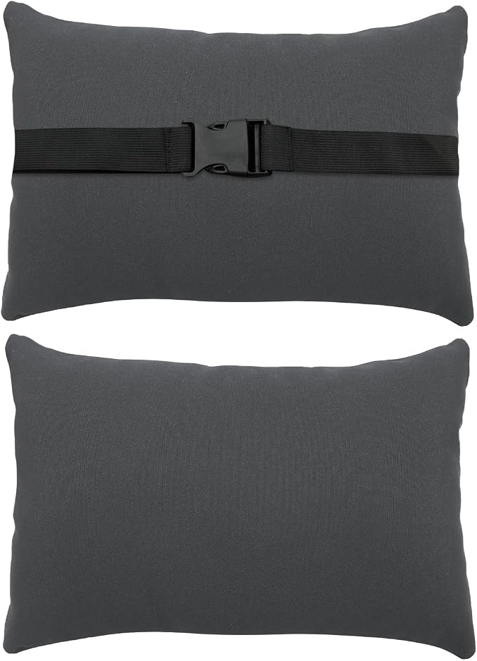 Chaise Lounge Head Resting Pillows, Waterproof Outdoor Pillows | 2 Pack Head Support Pillow with Adjustable Elastic Stripe for Garden Furniture Decorative, Grey