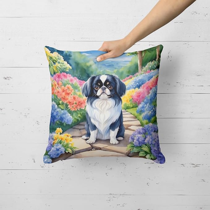 Caroline's Treasures Japanese Chin Spring Path Throw Pillow Machine Washable, Indoor Outdoor Decorative Pillow for Couch, Bed or Patio, 18Hx18W
