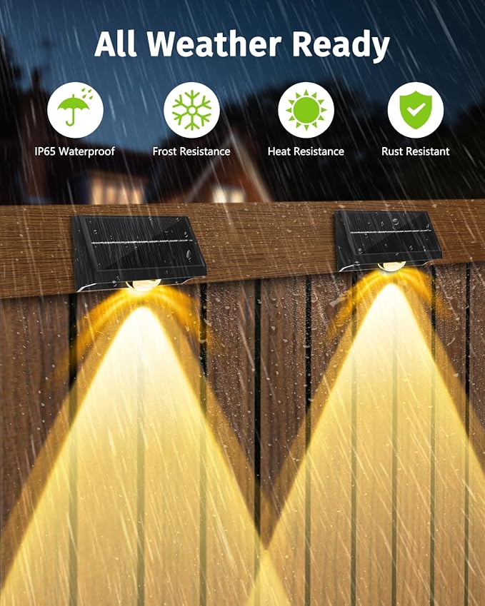 Solar Fence Lights Outdoor Waterproof High Brightness LED Spot Lens Deck Lights 7 Mode Warm & Cool White RGB Solar Powered Wall Lighting Decor for Outside Patio Step Backyard Railing Pool - 2 Pack