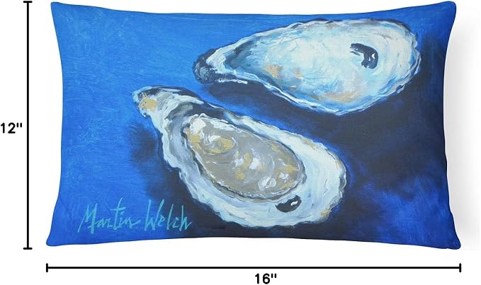 Caroline's Treasures MW1095PW1216 Oysters Seafood Four Canvas Fabric Decorative Pillow Machine Washable, Indoor Outdoor Decorative Pillow for Couch, Bed or Patio, 12HX16W