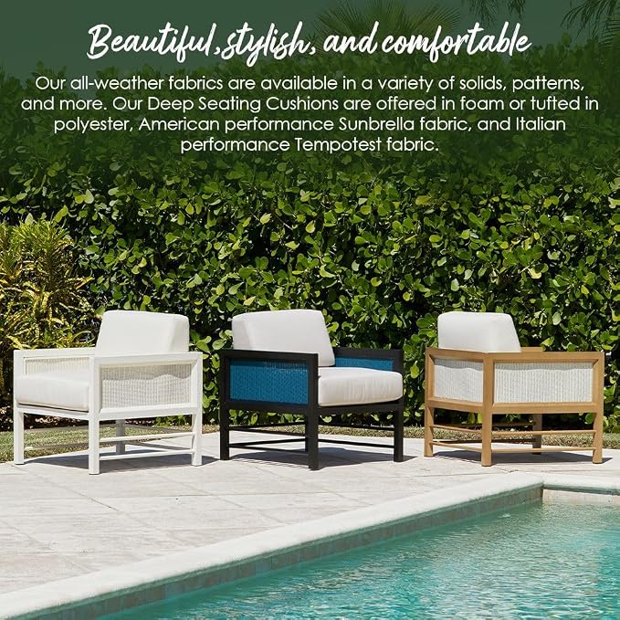 RSH DECOR Sunbrella Deep Seating Cushion with Pillow Back, 25”x25” Seat, Water & Fade-Resistant Performance Fabric, Outdoor Chair Cushion Set for Patio Furniture, Canvas Antique Beige - Made in USA