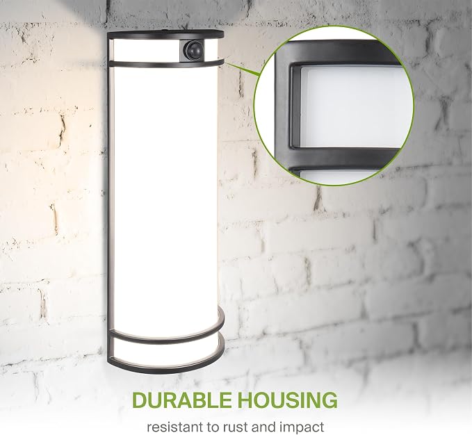 ASD 18 Inch Motion Sensor LED Outdoor Sconce Lights - 20W 3000K 4000K 5000K Black Exterior Lighting Fixtures, Exterior Lights for House, Modern Patio Wall Light Fixture ETL