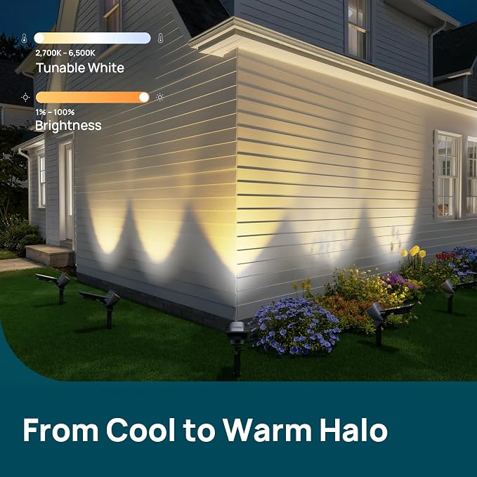 Linkind Smart Solar Lights Outdoor Waterproof SL6C,Dual Ring Tree Spotlight | Solar&USB Charging Solar Spotlights Outdoor Waterproof IP66,Color Changing Spot Light for Tree,Yard, Landscape, House, 4 Pack