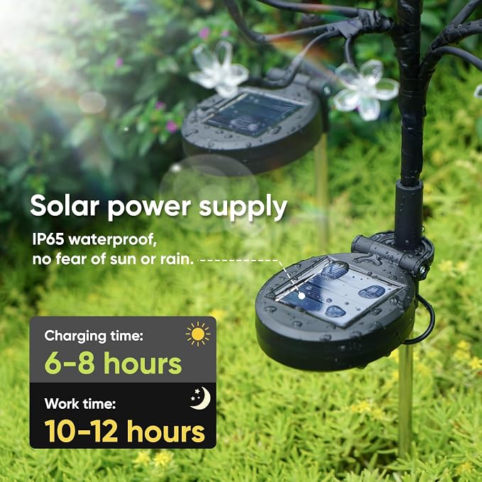 2 Pack Solar Garden Lights Outdoor, Solar Lights Outdoor Flowers | 2Modes 40LED Garden Decor, Waterproof Solar Powered Fairy Garden Outdoor Decorations for Yard Patio Pathway, Gardening Gifts