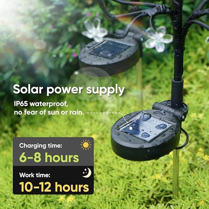 4 Pack Solar Garden Lights Outdoor, Solar Lights Outdoor Flowers | 2Modes 80LED Garden Decor, Waterproof Solar Powered Fairy Garden Outdoor Decorations for Yard Patio Pathway, Gardening Gifts