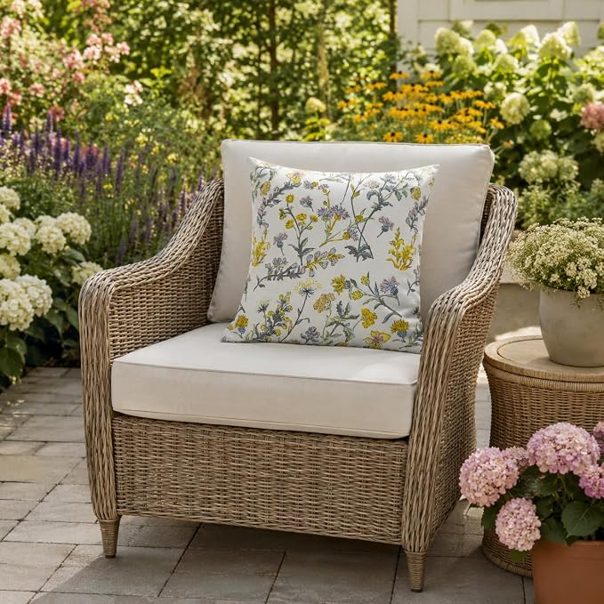Outdoor/Indoor Decorative Throw Pillows 18×18 Inch | Pack of 2 Waterproof Decorative Throw Pillows with Inserts, Square Pillows for Bed, Couch, Sofa and Patio Furniture