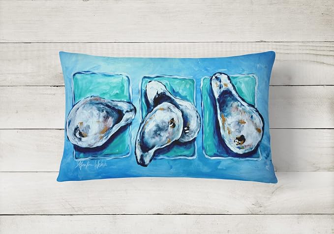 Caroline's Treasures MW1110PW1216 Oysters Oyster + Oyster = Oysters Canvas Fabric Decorative Pillow Machine Washable, Indoor Outdoor Decorative Pillow for Couch, Bed or Patio, 12HX16W