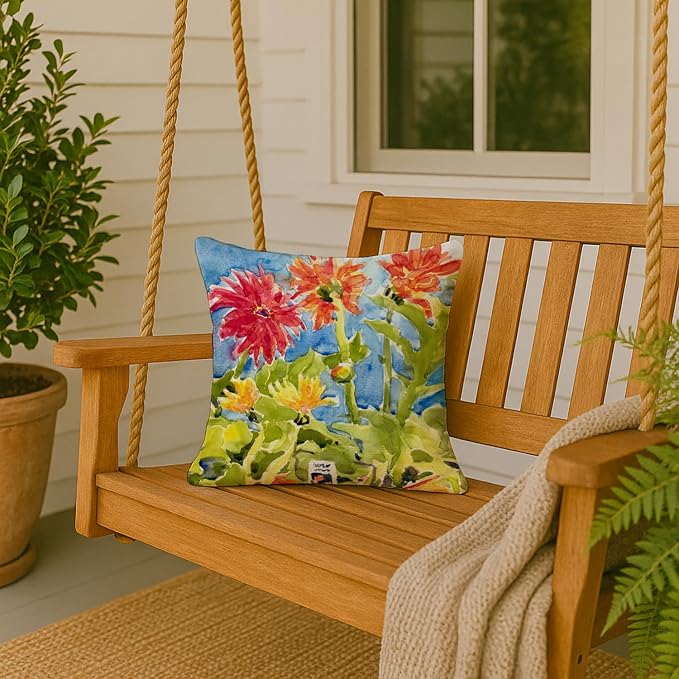 Caroline's Treasures 6038PW1414 Flower - Gerber Daisies Fabric Decorative Pillow Machine Washable, Indoor Outdoor Decorative Pillow for Couch, Bed or Patio, 14Hx14W