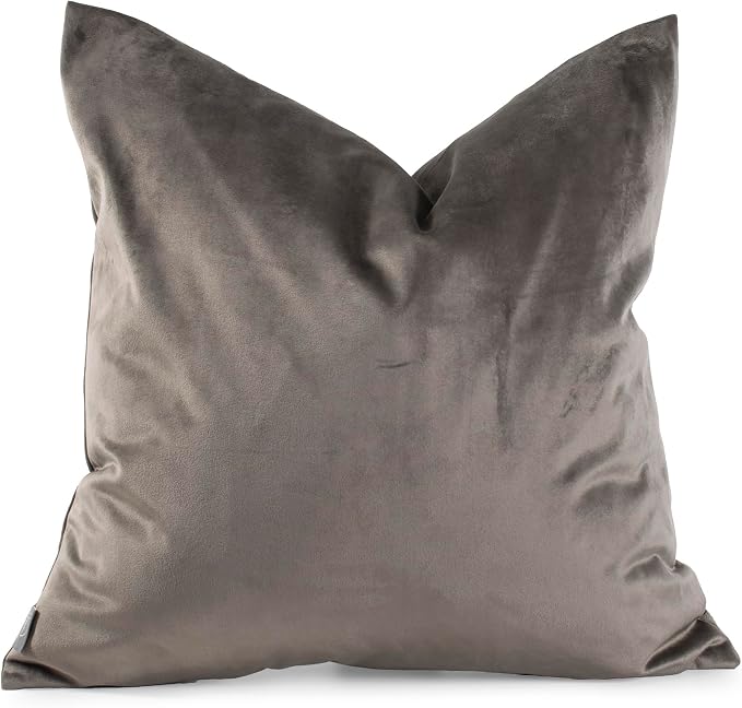 Howard Elliott Collection Fluffy Square Throw Pillow, Premium Stuffer Decorative Comfortable Sleeper Cushion, Soft Square Pillow Insert for Bedroom, Couch & Sofa, 20 x 20 Inch, Bella Pewter