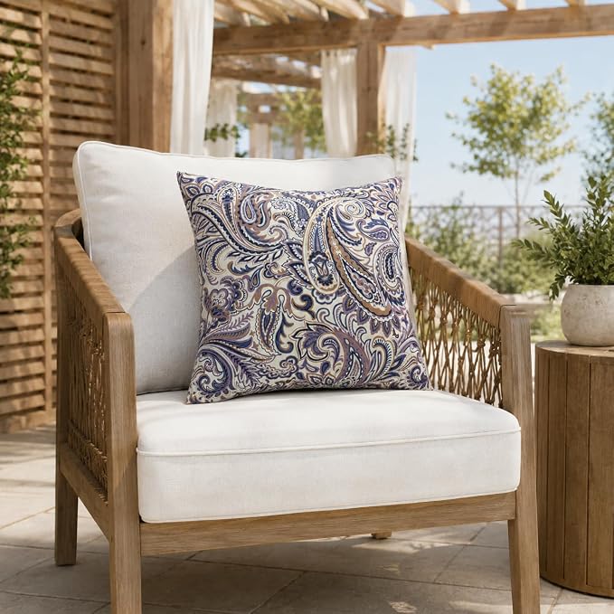 Outdoor Pillows Waterproof 18"x18" Decorative Throw Pillows with Inserts | Set of 2 Outdoor Square Pillows for Couch Sofa Patio Furniture