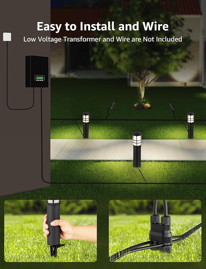SUNVIE 4-Pack Low Voltage Pathway Lights 3W 3000K 12-24V LED Landscape Bollard Path Lights with Connectors CRI 90+ Aluminum Outdoor Landscape Lighting for Walkway Yard Garden, ETL Listed Cord | IP65 Waterproof, 3000K Warm White, 12-24V AC/DC, Aluminum,...