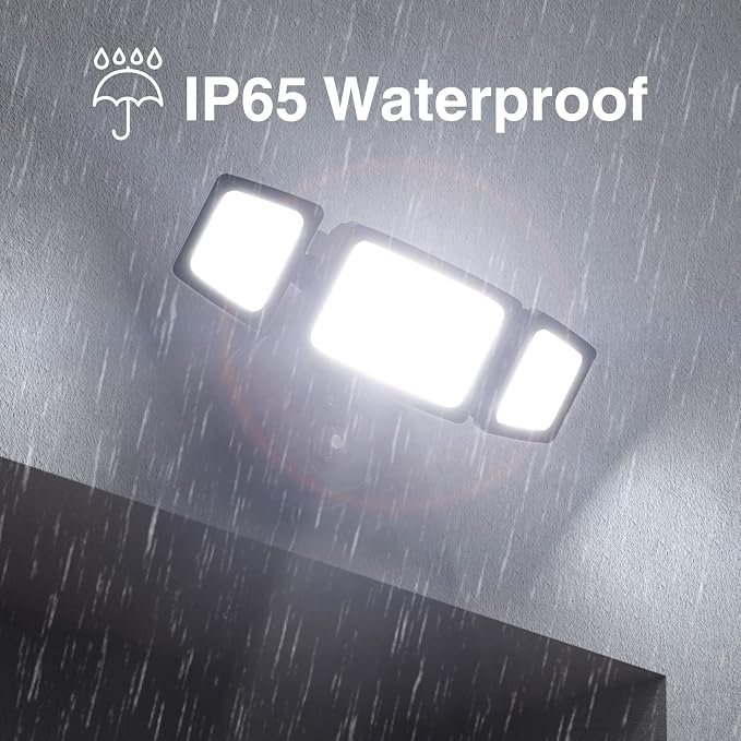 Onforu 70W LED Dusk to Dawn Outdoor Lighting,2 Packs 7000LM Exterior Flood Lights,IP65 Waterproof Outdoor 3 Adjustable Heads Photocell Black Lights Fixture,6500K Daylight White Floodlights(Black)