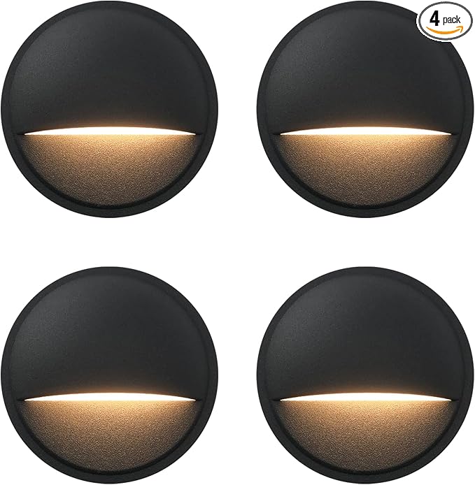 Low Voltage LED Deck Lights, Landscape Step Stair Railing Light with 2W Integrated LED Chips, Die-cast Aluminum 12V AC/DC Accent Lighting Fixtures with Black Powder Coated Finish (4-Pack)