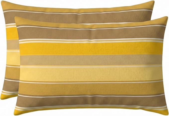 RSH DECOR: Sunbrella Lumbar Throw Pillows Set of 2 | 20" x 12" | Water and Fade-Resistant Performance Fabric | Outdoor Pillow Covers with Down-Alternative Inserts | Made in USA (Martinez Pineapple)