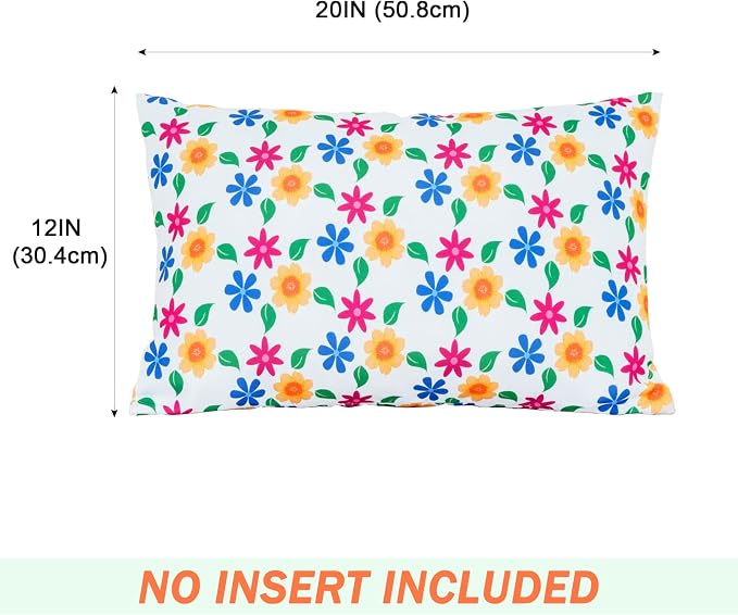 Eternal Beauty 20" x 12" Set of 2 Outdoor Pillow Covers Decorative Pillow Covers for Fall Couch Pillows (Yellow-Blue Flower, 20" x 12" (Pack of 2))