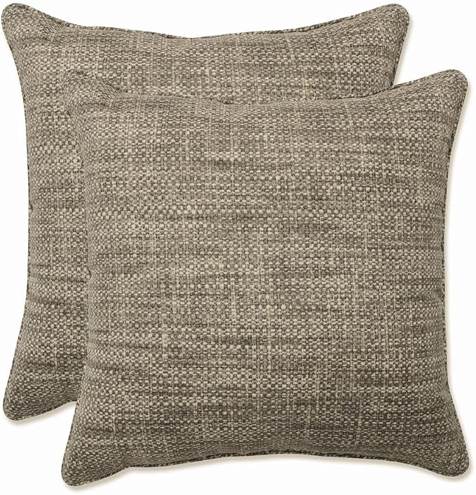Pillow Perfect Remi Solid Indoor/Outdoor Small Throw Pillow Plush Fill, Weather and Fade Resistant, Small Throw - 16.5" x 16.5", Grey, 2 Count