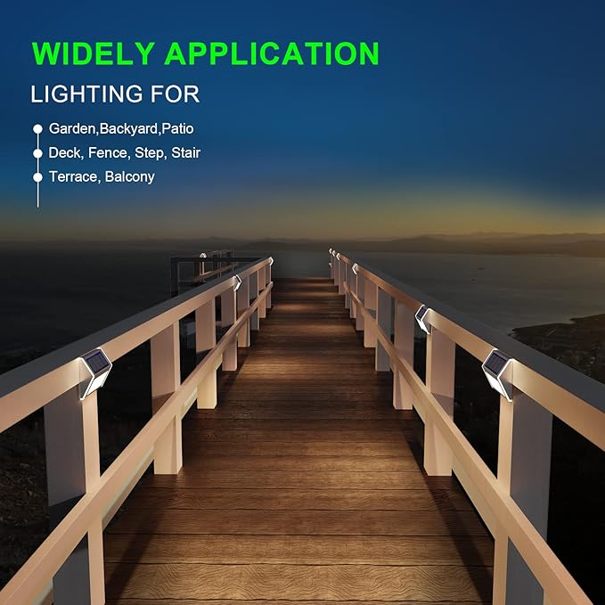 JSOT Solar Powered Lights Ideal for Step, Fence, Deck, Stair-Cool White-12P | Stainless Steel, Waterproof, Automatic Dusk to Dawn, Anti-Rust, Energy Efficient, Perfect for house decor